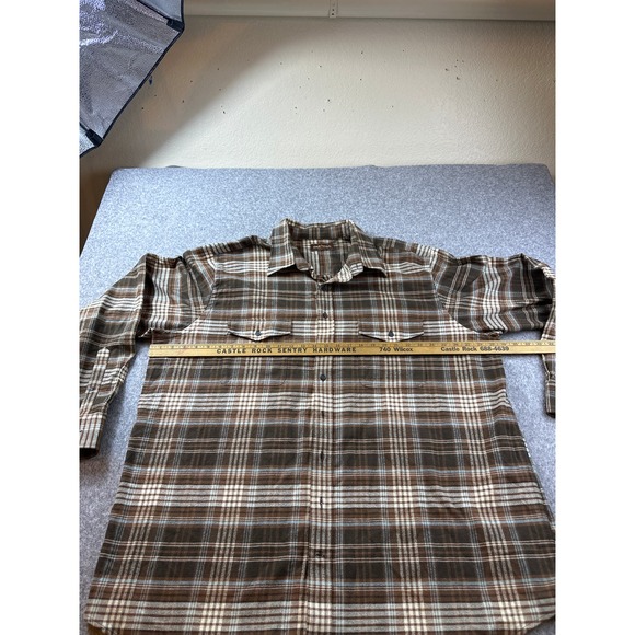 Mens OAK HILL 3XL Brown Flannel Long Sleeve Button Up Shirt 3XL - Picture 4 of 6